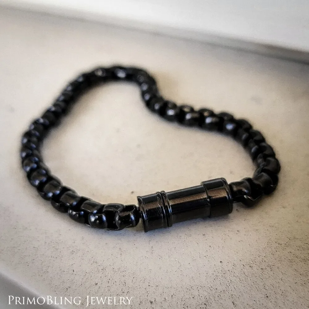 Black Stainless Steel Rolo Bracelet